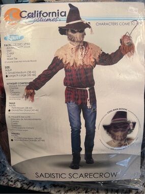 California Costumes Sadistic Scarecrow Costume - Brown, Red, Black